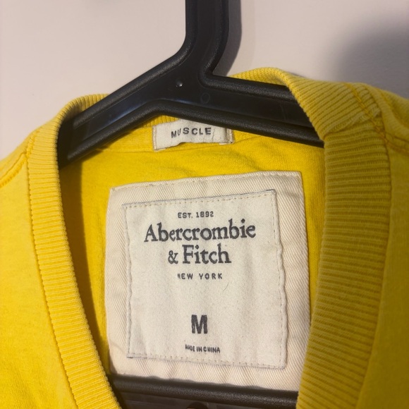 Abercrombie & Fitch Yellow Tee with Brown Logo - Picture 2 of 4